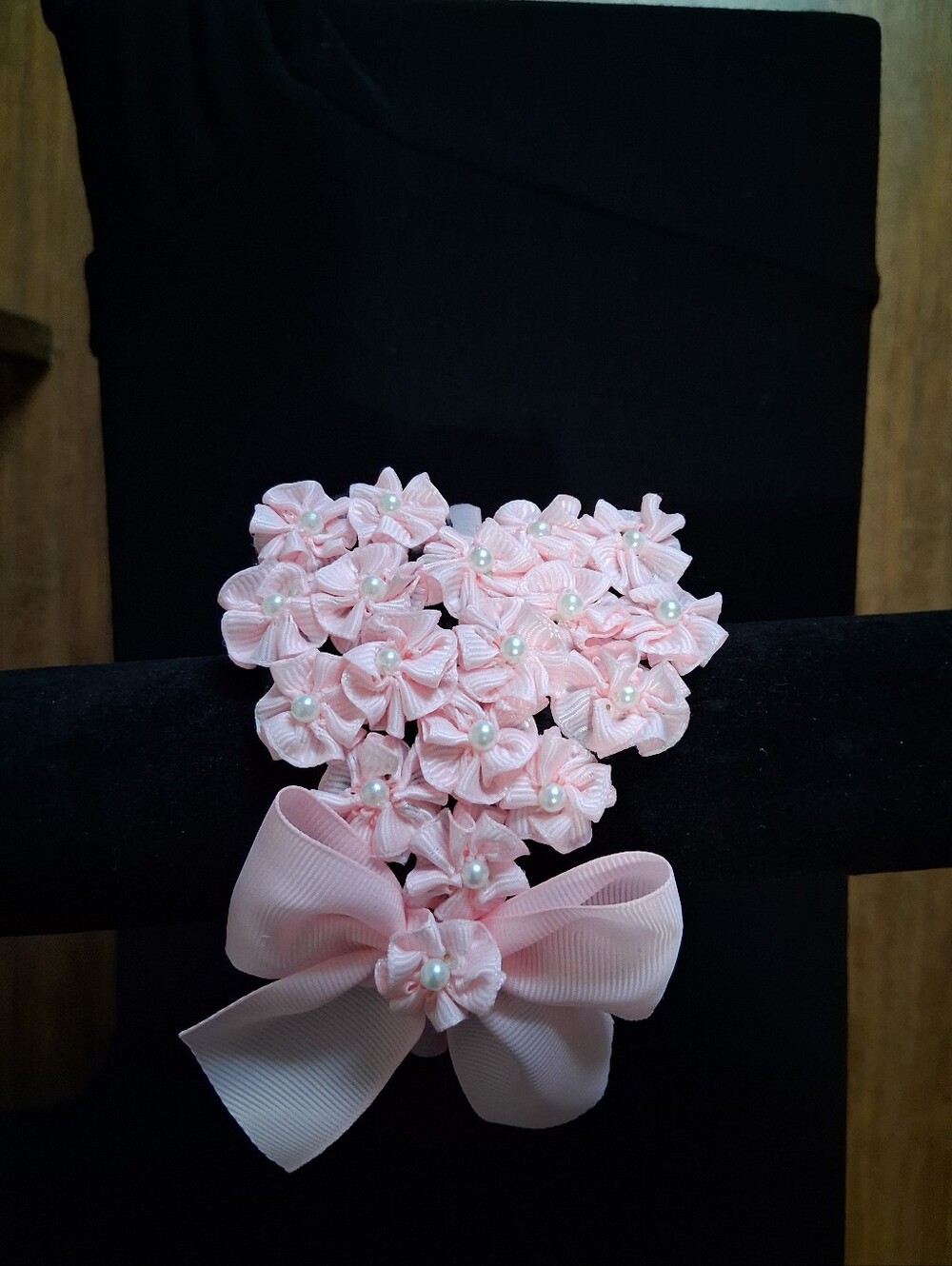 Delicate Pink Floral Pearl Bow Headbande